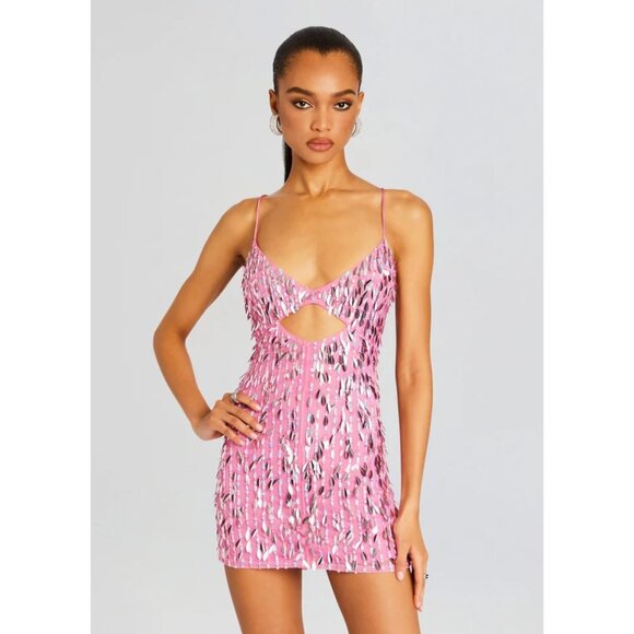 Retrofete Annistyn Dress in Fondant Pink Large New Womens Mini Embellished - Picture 1 of 15